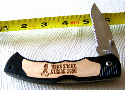 BEST BUCKING UNCLE EVER - DEER HEAD - S.S. LOCK BACK KNIFE