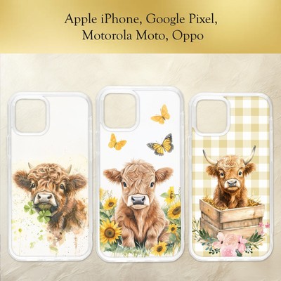 Handyhülle Baby Kuh Highland Sommer Blumen Schmetterling Kalb iPhone Motorola Pixel