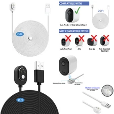 25ft/7.6m Charging Cable for Arlo Ultra/ Ultra 2/ Pro 3/ Pro 4/ Go 2/ PRO 5S