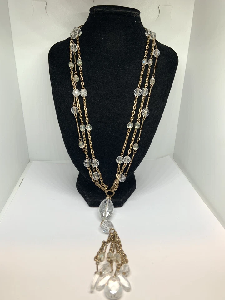Ожерелье Alfani с 3 нитями золотистое прозрачное граненое акриловое заявление - Изображение 2 из 4