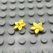 LEGO Hair Accessory - Bright Light Yellow - Flower Pointed Petals - QTY x 2
