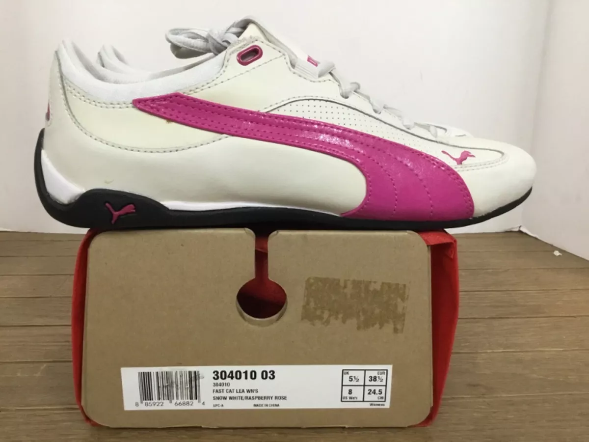 Puma Fast Cat Leather Womens shoe 304010 03 sz 8 white rose