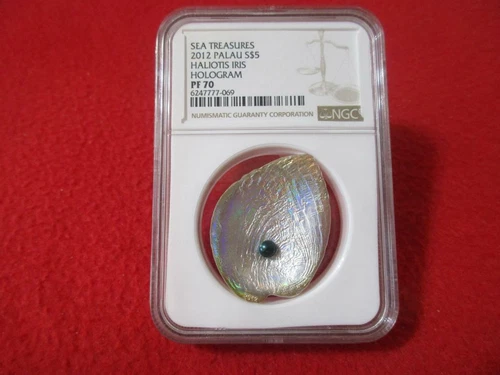 2012 Palau Silver $5 Sea Treasures NGC PF 70 Haliotis Iris Hologram With OGP