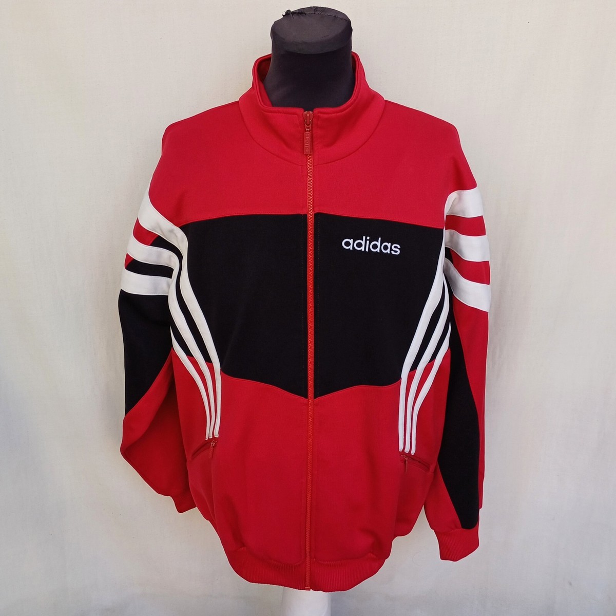 Vintage 90s Adidas Full Zip Track Top Jacket Striped Red Vintage 90s Adidas Full Zip Track Top Jacket Striped Red