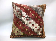 Kilim Sofa Pillow, 20x20 in, Decorative Throw Cushion, Handmade Vintage Pillow