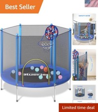 Perfect Gift: 55IN Toddler Trampoline with Enclosure  Games - Indoor/Outdoor