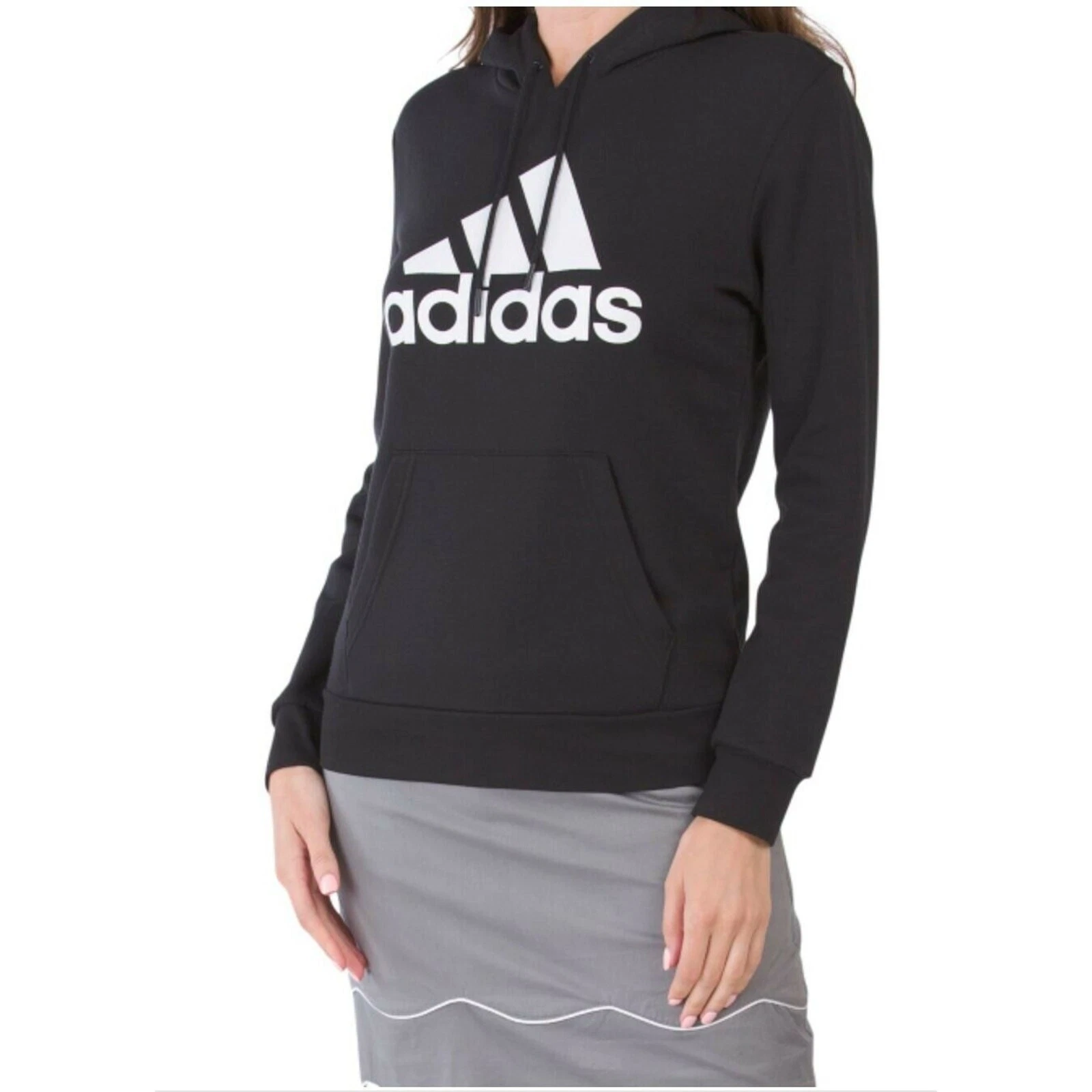 Adidas Golf Pullover Fleece Hoodie Big Logo Sweatshirt Medium Womens Black