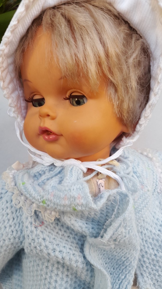 Vintage Cicciobello Sebino Baby Doll Made in Italy Blue Outfit