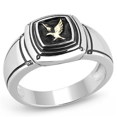 Men's Eagle Ring, 14K Gold Plated, Stainless Steel, Bird Symbol, Bold Ring