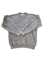 Columbia Mens Sweater Pullover L Blue Ribbed Knit Heavyweight Crewneck Cotton