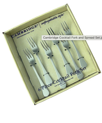 Cambridge Silversmiths 6 Piece Cocktail Fork Set Stainless Steel New in Box