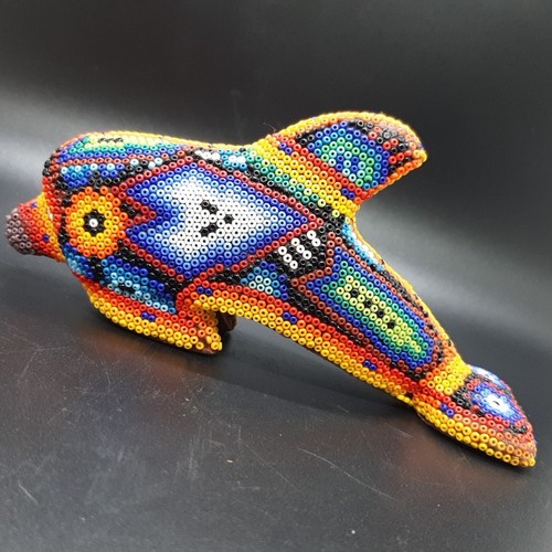 Huichol Beaded Art Dolphin Vintage Huichol Figural Animal