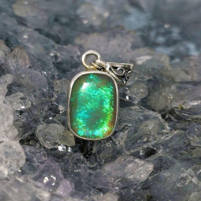 'Zelareth' Lightning Ridge Natural Dark Crystal Opal 7.00 ct S925 Silver Hand...