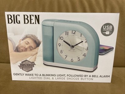 NIB - Big Ben Retro MOON BEAM ALARM CLOCK Baby Blue Color