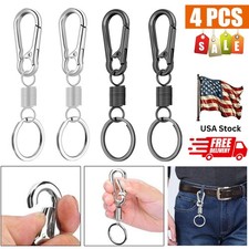 4x Retro Carabiner Shape Keychain,Metal Spring Keyring Holder Organizer Clips US