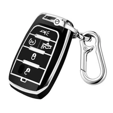 QBUC for Dodge Key Fob Cover, Fits for Dodge RAM 1500 2500 3500 4 Silver-Black