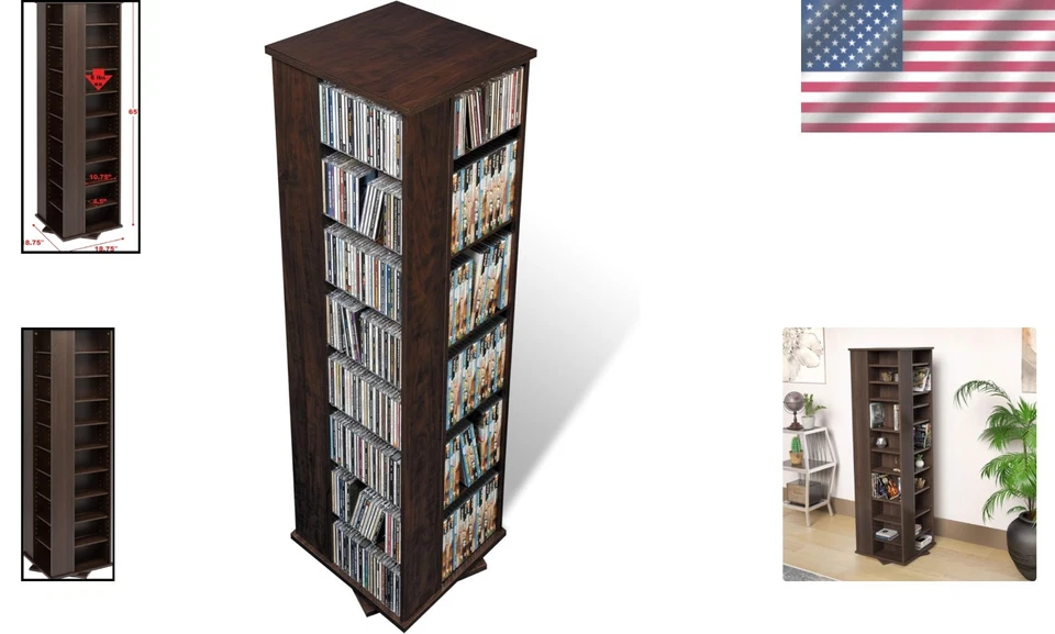 Gabinete de almacenamiento de medios giratorios madera de ingeniería gran capacidad espresso Foto 2 de 4