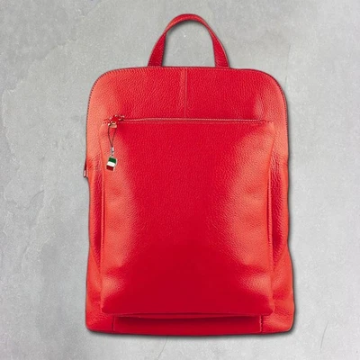 Florence Sac À Dos Femme En Cuir Véritable Sac De Ville Rouge OTF610R - Photo 1/4