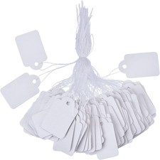 500 Pack White Price Tags with String Attached Writable Display Labels White Pri