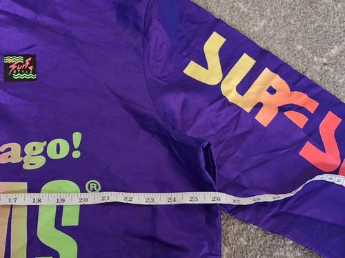 Giacca a vento vintage stile surf viola Mucho Chicago Mamitas 1/4 zip L nuova con etichette - Foto 7 di 7