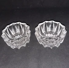 2 Mikasa Salt Dips Crystal Vintage Star Bottom Ribbed V Sides Flat Top