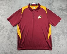 NFL Team Apparel Polo Shirt Mens XL Washington Redskins Maroon Gold Short Sleeve