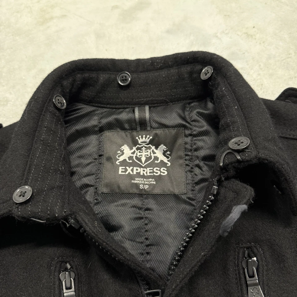 Rare 2000s Express Archive Fashion Military Bomber Jacket Size S Wool Blend - Image 4 of 4