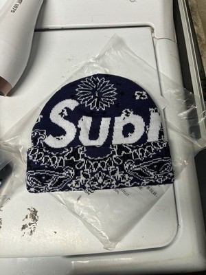 帽子 Supreme Bandana Big Logo Beanie navy s-l400.jpg