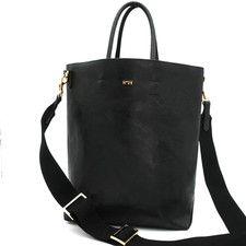N°21 Borsa a mano in pelle 2 vie tracolla nera moda donna revisionata Giappone