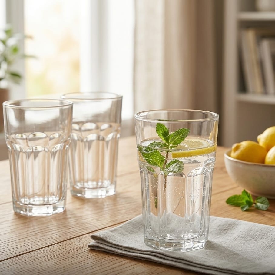 6-er Set Gläser POKAL - Glas für Longdrinks Wasser Tee Kaffee Cocktails - bis 12