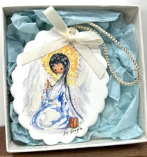 Vintage Sandstone De Grazia 3" Angel Handcrafted Christmas Ornament