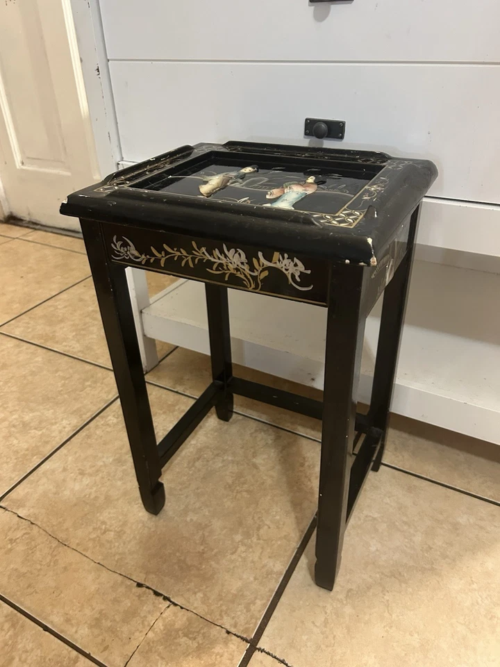 Vintage Japanese  Side Table Stone Inlay Figuring - Image 3 of 4