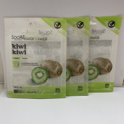 3x SOOAE Food Story Face Mask Kiwi Kiwi 0.88oz Ea