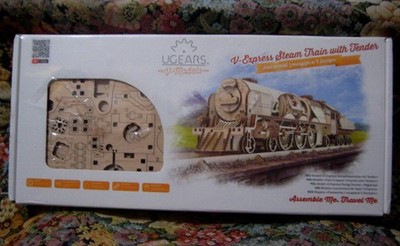 UGEARS V-Express Steam Train w/ Tender Kit~FACTORY SEALED~Wooden Model~NO GLUE