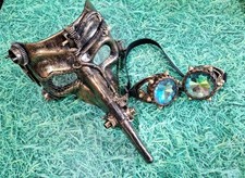 2pc STEAMPUNK Gold Mask Glasses/Goggles Cosplay Costume Plague Doctor Bird