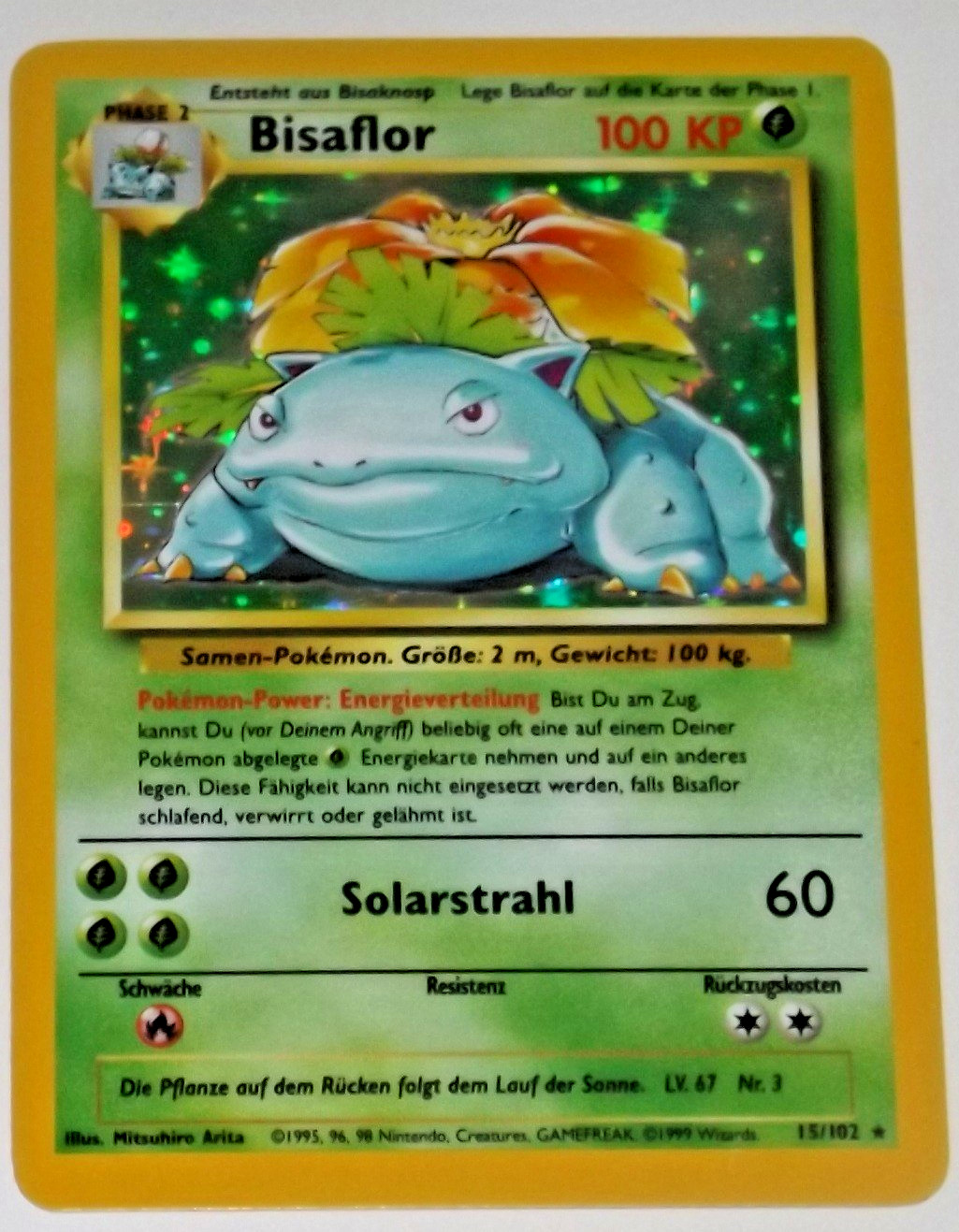 GERMAN Venusaur 15/102 Base Set 1999 Holo Rare WOTC Pokémon Card TCG Bisaflor