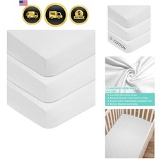 Crib Sheets Fitted Bed Sheets Baby Toddler 3 Pack Cotton Jersey White