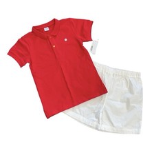 Edgehill Collection Red White Sheep Collar Button Shirt Shorts Set NWT Preppy 6