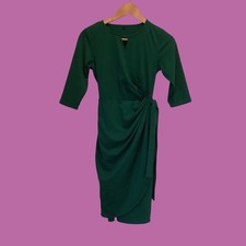 Emerald Green Knit Wrap Style Dress Sz S