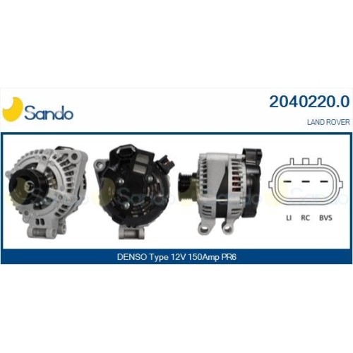 Alternateur Sando 2040220.0 haut rendement pour modèles Land Rover