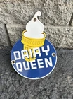 Vintage Dairy Queen Sign - Porcelain Diner Gas Pump Ice Cream Cone Sign