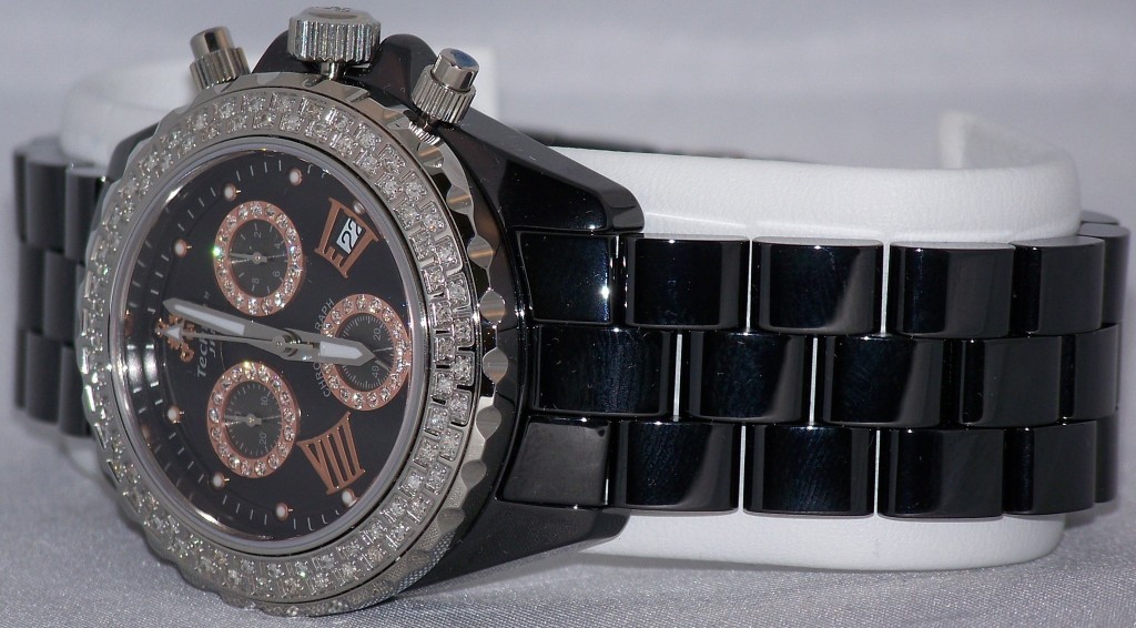 Techno by JPM Ladies Black Ceramic Diamond Bezel Watch Techno JPM Black Diamond Bezel Watch | eBay main image 2