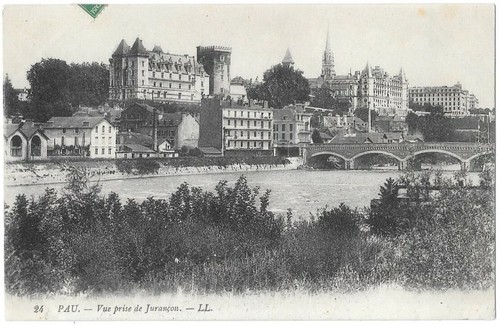 PAU 64 Vue prise de Jurançon CPA à dos vert écrite à Mme Eloy à Amiens en 1916 - 第 1/2 張圖片
