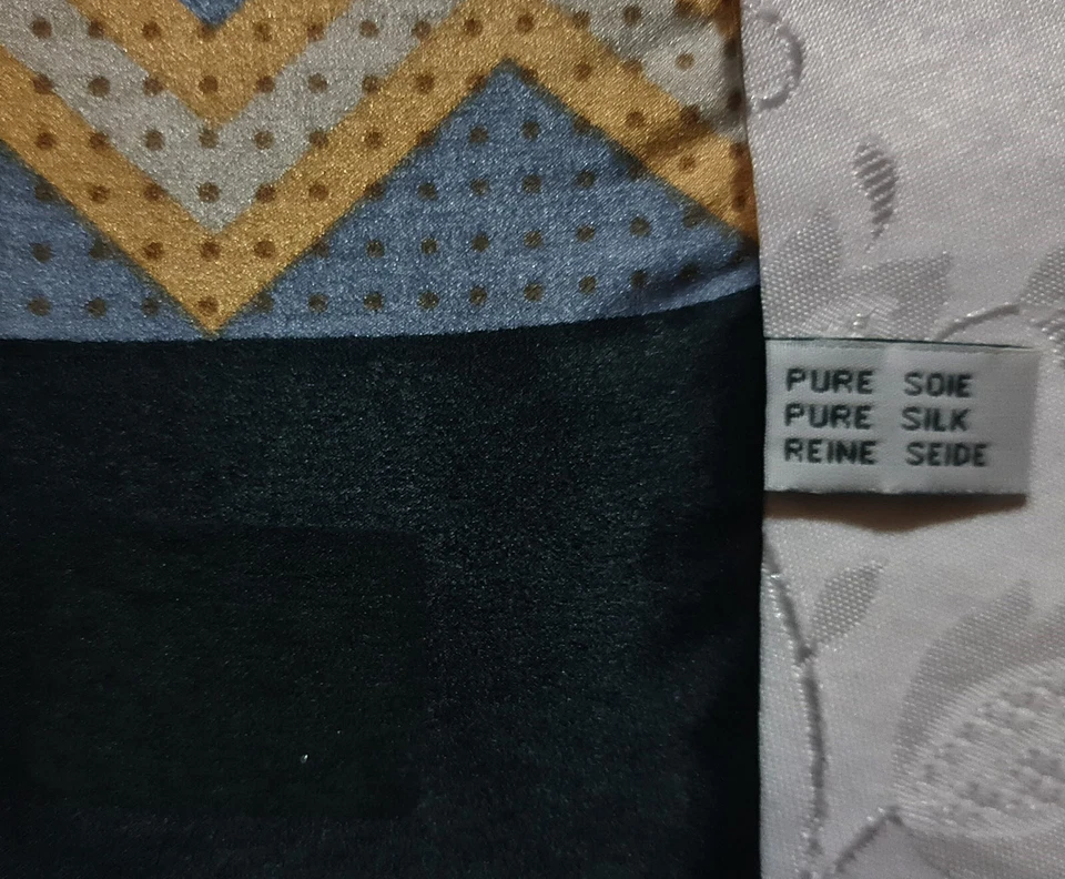 BUFANDA CABALLERO VINTAGE AUTÉNTICA RAYAS ZIG ZAG LUNARES ARTE SEDA DOBLE LARGO HOMBRES Foto 3 de 3