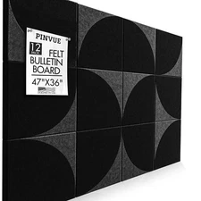 Felt Cork Board Tiles for Wall – 12-Pack Large Cork Board Layout with 12x12 s...