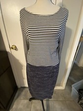 Anthropologie Dolan Striped Faux Wrap Long Sleeve Mini Dress Blue Women’s medium