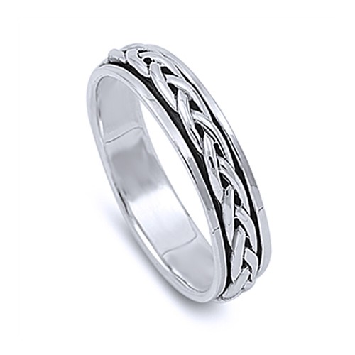 Sterling Silver Braided Ring Band – 5mm Wide, Unisex Sizes 8–17, Comfort Fit, 925 Silver, Minimalist Jewelry - View #7