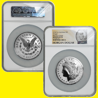 2024 Morgan 5 OZ SILVER Dollar RF 70 NGC FIRST DAY COA | eBay