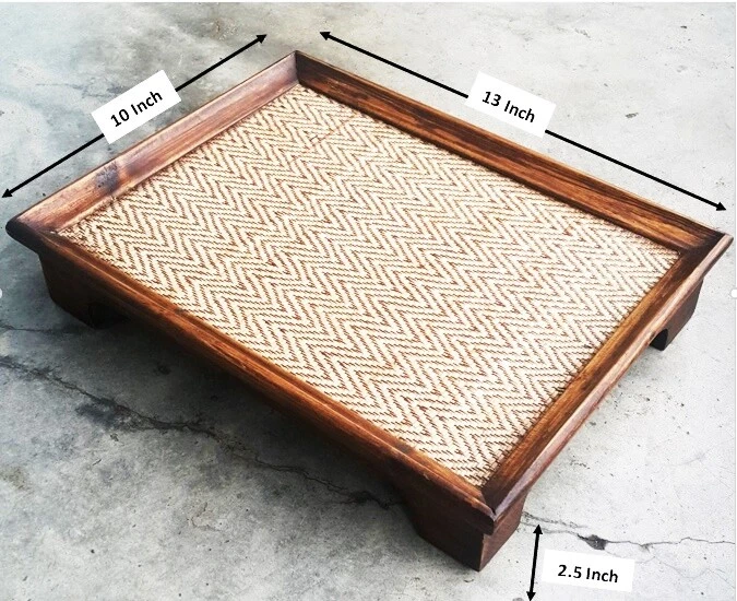 Wooden Trays for Crafts Wood Tray Serving Plate Tea Coffee Bamboo Rectangle  - Image 2 of 4