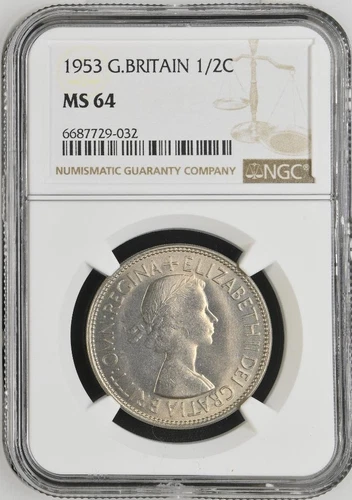 Great Britain 1/2 Crown 1953 NGC MS 64